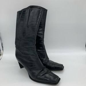 90s inspired black heeled boots